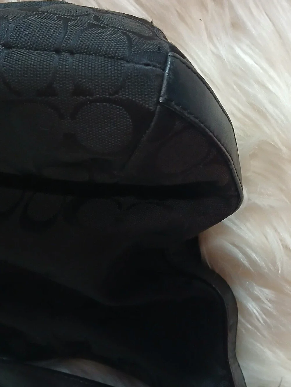 Coach Black Signature Canvas Shoulder Bag with Front Turnlock Pocket